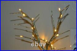 Rare Restoration Hardware Silver 2' Lighted Decorative Christmas Tree Burlap Bag
