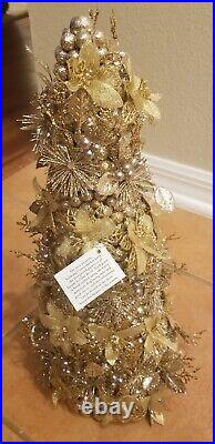 Rare Salzburg Creations Gold Silver Poinsettia Leaf Christmas Tree Holiday Decor