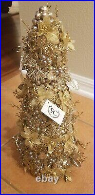 Rare Salzburg Creations Gold Silver Poinsettia Leaf Christmas Tree Holiday Decor