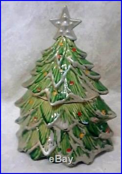 Rare Vintage 1959 Nelson McCoy Pottery Christmas Tree Cookie Jar Silver Star