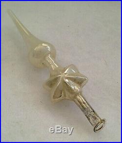 Rare Vtg Xmas Silver STAR Mercury Glass German Mini Feather Tree Topper 4.5tall