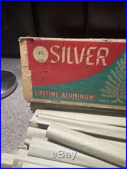 Rare vintage aluminum christmas tree 6.5 FT Silver Forest 96 Poms/branches
