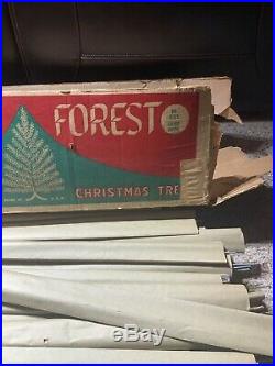 Rare vintage aluminum christmas tree 6.5 FT Silver Forest 96 Poms/branches