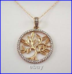 Real Moissanite 1Ct Round Cut Tree Of Life Pendant 14K Yellow Gold Silver Plated