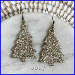 Real Moissanite 2Ct Glitter Christmas Tree Earrings 14K White Gold Plated Silver