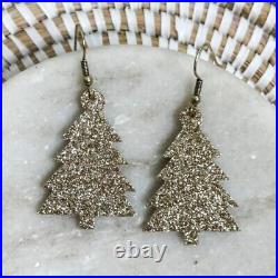 Real Moissanite 2Ct Round Christmas Tree Earrings 14K White Gold Plated Silver