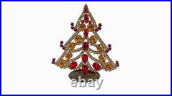 Red, Silver and Gold Czech Rhinestone Christmas Tree