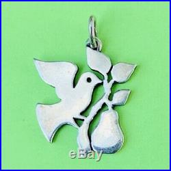 Retired James Avery Silver 925 Christmas Partridge in a Pear Tree Charm uncut