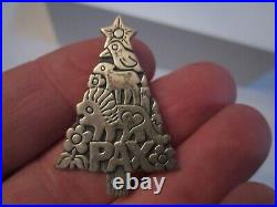 Retired James Avery Sterling Silver Pax Peace Christmas Tree Brooch Pin Pendant