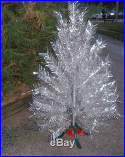 Retro MCM 5' Silver Aluminum Christmas Tree with Rotating Color Wheel & Stand