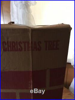 Retro Vintage 4.5 ft Stainless Aluminum Silver Christmas Tree with Pom Poms Rare