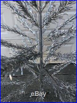 Retro Vintage 50s Mid Century 6 Sparkler Silver Aluminum Tinsel Christmas Tree