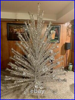 Retro Vintage Evergleam 7 foot Pom Pom Silver Aluminum Christmas Tree Orig. Box