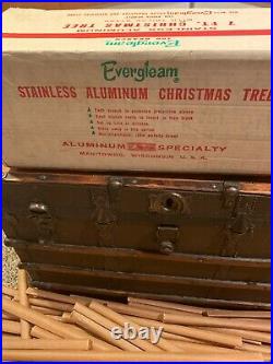 Retro Vintage Evergleam 7 foot Pom Pom Silver Aluminum Christmas Tree Orig. Box