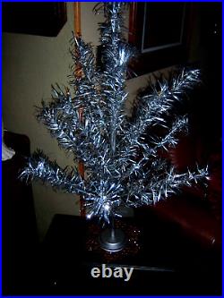 Retro Vtg 3ft MCM Silver Stainless Master Craft Table Top Aluminum Xmas Tree