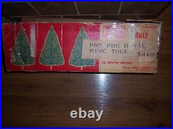 Retro Vtg Pretty! 4.5ft Silver Alcoa Royal Pine Pom Pom Aluminum Xmas Tree#606