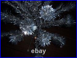 Retro Vtg Pretty! 4.5ft Silver Alcoa Royal Pine Pom Pom Aluminum Xmas Tree#606