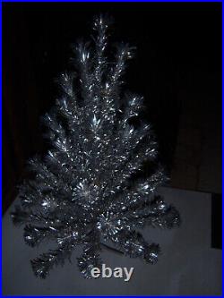 Retro Vtg Pretty! 4ft Evergleam Fountian Silver Aluminum Xmas Tree#3030