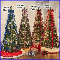 Rich Pacific 7.5' Pop-Up Pre-Lit/Pre-Decorated Christmas Tree Blue Silver Green
