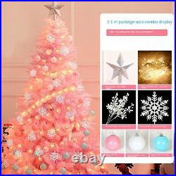 Romantic Artificial Pink X' mas Tree Full Fir Tree Decoration with Metal Stand