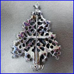 Round Cut Royal Blue Sapphire With Solid Real 925 Silver Christmas Tree Brooches