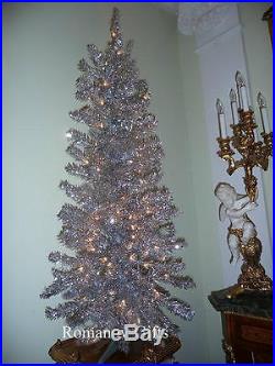 SILVER Irridescent Mid Century Modern Christmas Tree 4 Ft Pre-lit with70 Clear