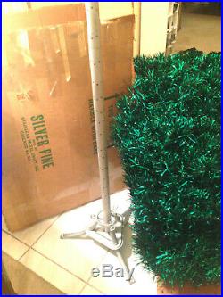 SILVER PINE Vtg 7' Foot GREEN STAINLESS Aluminum Christmas Tree Stand 193 Branch
