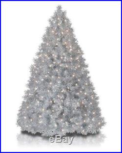 SILVER STARDUST TINSEL CHRISTMAS TREE 7.5 feet height pre lighted tree