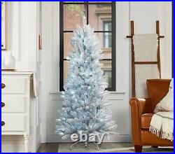 SILVER Tinsel Frosted Pre-lit 5ft. Christmas Tree by Kringle Express