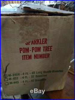 SPARKLER Pom-Pom 4' Ft Silver Aluminum Christmas Tree 100% Complete vintage box