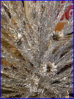 SPECTACULAR VINTAGE SPLENDOR 7 1/2 ft. SILVER POM POM ALUMINUM CHRISTMAS TREE