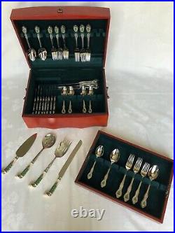 SPODE Wallace SS Christmas FLATWARE 12 Settings + 4 Serving Pieces + Spode Chest