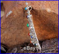 STERLING SILVER MULTI-STONE CHRISTMAS TREE PIN/PENDANT by LEE CHARLEY NAVAJO
