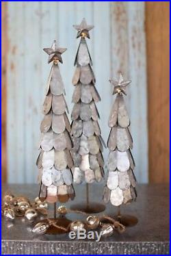 Set /3 Christmas Decor Galvanized Metal Trees Star Finials Fall Winter Holiday