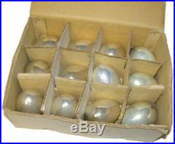 Set of 12 Silver Mercury Glass Christmas Tree Egg Shaped Ornaments