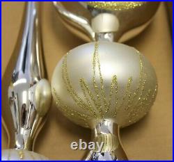 Set of 2 Italian Blown Glass Finials Silver Angel Tree Topper Reflector Gold