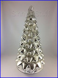 Set of 4 Silver Pottery Barn Lit Mercury Glass Tree Trees Mini Sm Med Lrg NIB