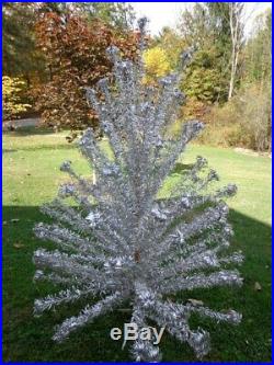 Silver Aluminum POM POM Vintage 1950's Christmas Tree 91 Branches 6'-7' Tall