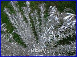 Silver Aluminum POM POM Vintage 1950's Christmas Tree 91 Branches 6'-7' Tall