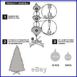 Silver Christmas Tree 6Ft Retro Artificial Holiday Decor Ornaments Tinsel Stand