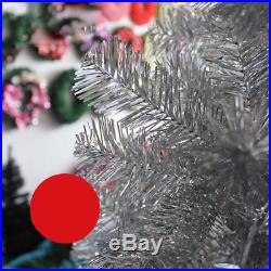 Silver Christmas Tree PVC Artificial Stand Holiday Party Xmas 2/3/4/5/6/7/8 ft