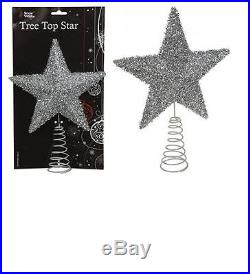 Silver Christmas Tree Top Star With Fleck Finish 25 X 19cm