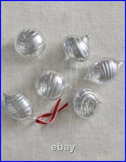 Silver Essentials Swirl Christmas Tree Ornaments Set 6pcs Hand Painting