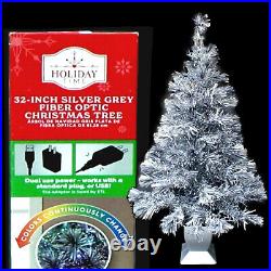 Silver & Grey Fiber Optic Christmas Tree / Retro Inspired / Led / See Video