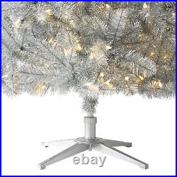 Silver Stardust 6 Foot Artificial Prelit Tinsel Christmas Tree withStand (Used)