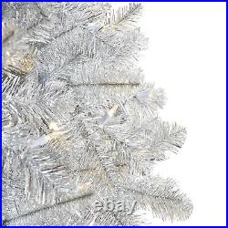 Silver Stardust 6 Foot Artificial Prelit Tinsel Christmas Tree withStand (Used)