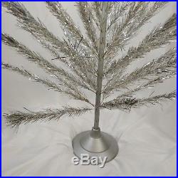 Silver Vtg Aluminum Christmas Tree 6 Foot Orig Sleeves Stand Poles Glitter Pine