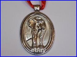 Slane & Slane Silver Metal Elephant Christmas Tree Holiday Ornament XL Medallion