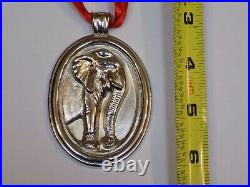 Slane & Slane Silver Metal Elephant Christmas Tree Holiday Ornament XL Medallion