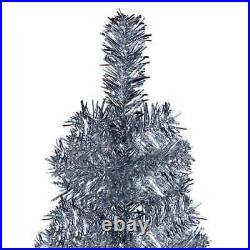 Slim Christmas Tree with LEDs & Ball Set Silver 94.5 vidaXL